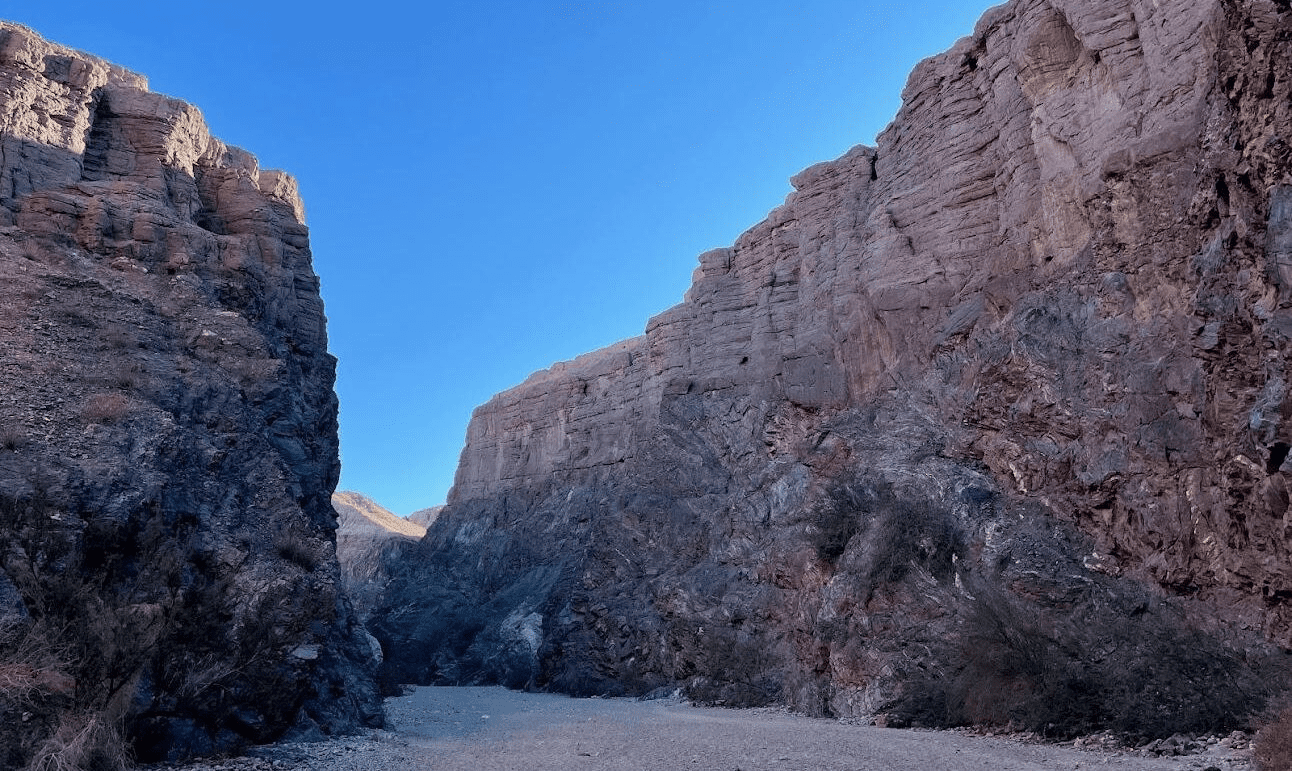 Desert canyon landscape with rugged walls